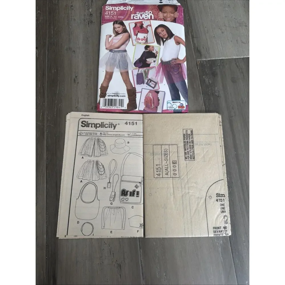 Simplicity 4151 Disney that’s so raven girls Accessories pattern All Sizes